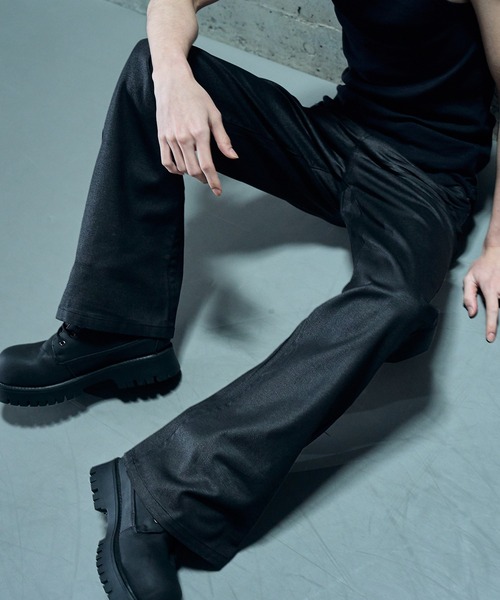 LANDNESS/ランドネス】Wax coated bootcut jeans/ワックス