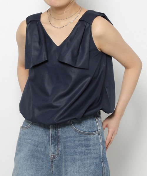 GLOBAL WORK(グローバルワーク)の「高山直子さんコラボ/肩リボンノースリーブブラウス/EiiS/289642(シャツ/ブラウス・レディース・ネイビー/スミクロ・SMALL/X-SMALL)」の20枚目の写真