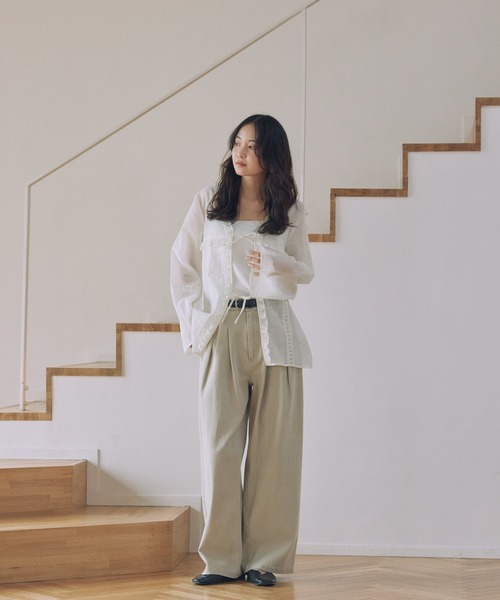 Alumu.(エルム)の「AM650301フリルVネックシアーブラウス(シャツ/ブラウス・レディース・ブラック/オフホワイト・FREE)」の17枚目の写真
