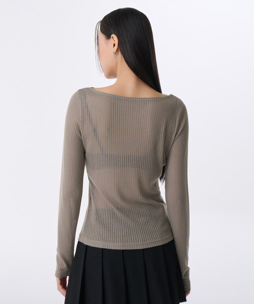 MUSINSA STANDARD WOMAN（ムシンサスタンダードウーマン）の「ウィメンズバーティカルシアーボートネック長袖Tシャツ[トープ]（Tシャツ/カットソー・レディース・その他・X-SMALL/SMALL/MEDIUM）」の7枚目の写真