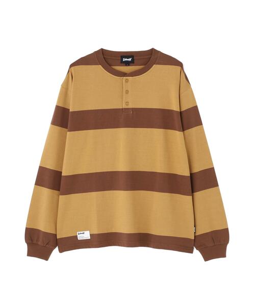 Schott(ショット)の「Schott/ショット/ORIGINAL BORDER HENLEY LS T-SHIRT/オリジナル ボーダーヘンリー ロンT(Tシャツ/カットソー・メンズ・ブラック/ブラウン・XL/L/M/2XL)」の10枚目の写真