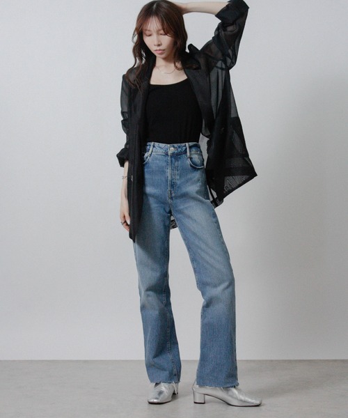 Social GIRL(ソーシャルガール)の「2026SS シアーポプリンテーラードジャケット シアージャケット ダブルジャケット(テーラードジャケット・レディース・ブラック/イエロー/アイボリー・M)」の19枚目の写真
