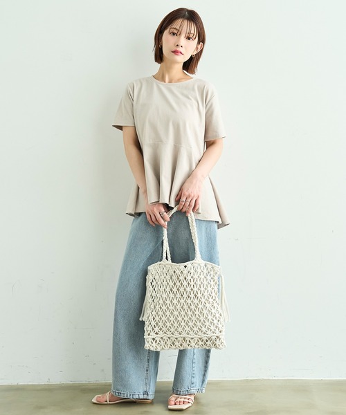 mil(ミル)の「クロシェ編み メッシュ トートバッグ / ハンドクラフト ロープ編み【587261】(トートバッグ・レディース・ベージュ/ホワイト・ONE SIZE)」の9枚目の写真