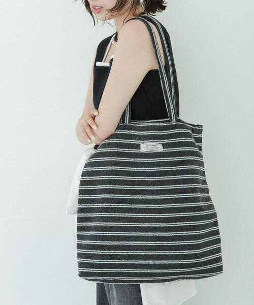 URBAN RESEARCH Sonny Label(アーバンリサーチサニーレーベル)の「パイルボーダービッグトート(トートバッグ・レディース・グリーン/チャコールグレー/ブルー・ONE)」の12枚目の写真
