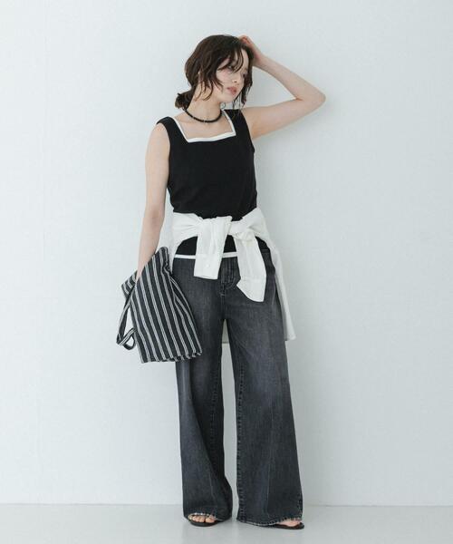 URBAN RESEARCH Sonny Label(アーバンリサーチサニーレーベル)の「パイルボーダービッグトート(トートバッグ・レディース・グリーン/チャコールグレー/ブルー・ONE)」の9枚目の写真