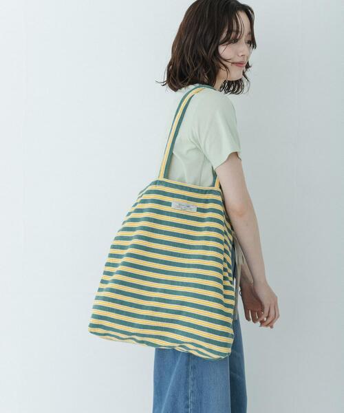 URBAN RESEARCH Sonny Label(アーバンリサーチサニーレーベル)の「パイルボーダービッグトート(トートバッグ・レディース・グリーン/チャコールグレー/ブルー・ONE)」の5枚目の写真