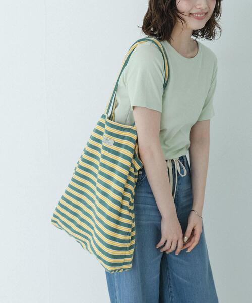 URBAN RESEARCH Sonny Label(アーバンリサーチサニーレーベル)の「パイルボーダービッグトート(トートバッグ・レディース・グリーン/チャコールグレー/ブルー・ONE)」の4枚目の写真
