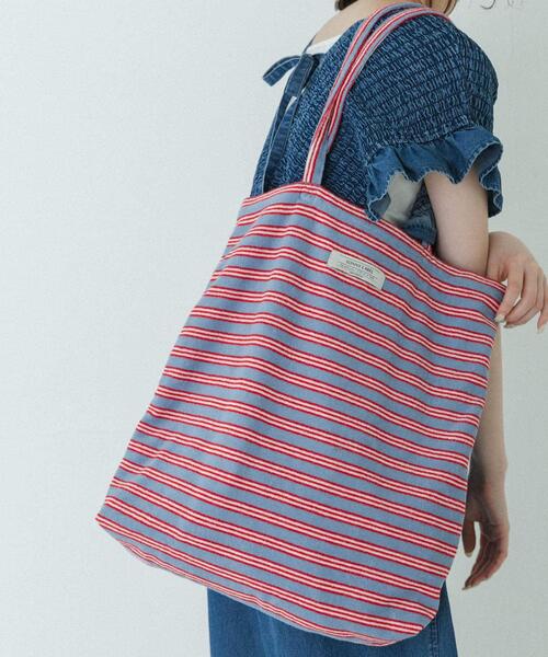 URBAN RESEARCH Sonny Label(アーバンリサーチサニーレーベル)の「パイルボーダービッグトート(トートバッグ・レディース・グリーン/チャコールグレー/ブルー・ONE)」の18枚目の写真