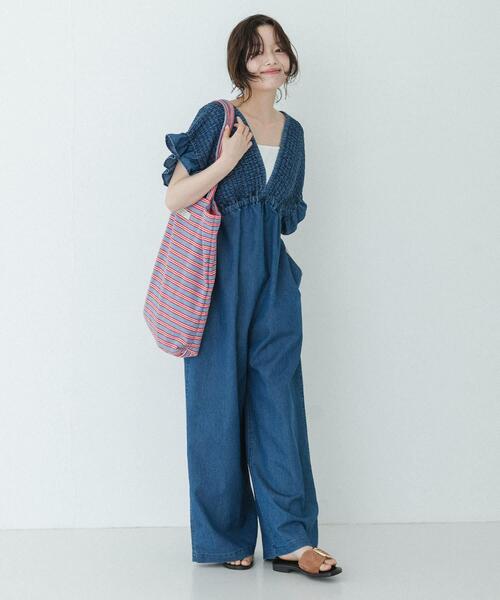 URBAN RESEARCH Sonny Label(アーバンリサーチサニーレーベル)の「パイルボーダービッグトート(トートバッグ・レディース・グリーン/チャコールグレー/ブルー・ONE)」の17枚目の写真
