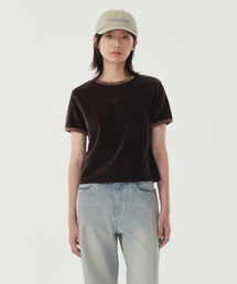 ウィメンズ ベロア 半袖Tシャツ チョコレート