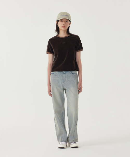 COVERNAT WOMAN（カバーナットウーマン）の「ウィメンズ ベロア 半袖Tシャツ チョコレート（Tシャツ/カットソー・レディース・その他・WS/WM）」の4枚目の写真