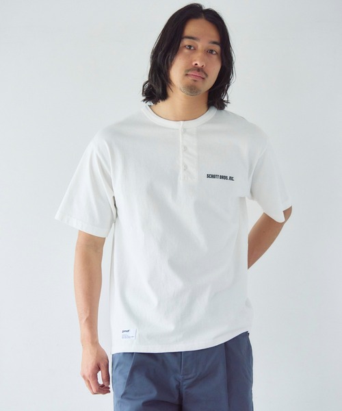 Schott(ショット)の「Schott T.O.F.G. EMB. HENLEY T-SHIRT(Tシャツ/カットソー・メンズ・ホワイト/チャコール・L/XL/M)」の7枚目の写真