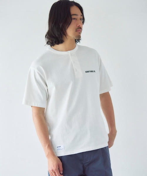Schott(ショット)の「Schott T.O.F.G. EMB. HENLEY T-SHIRT(Tシャツ/カットソー・メンズ・ホワイト/チャコール・L/XL/M)」の8枚目の写真