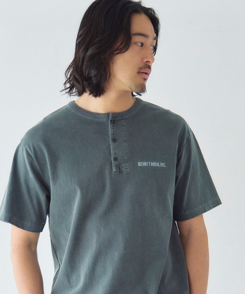Schott(ショット)の「Schott T.O.F.G. EMB. HENLEY T-SHIRT(Tシャツ/カットソー・メンズ・ホワイト/チャコール・L/XL/M)」の21枚目の写真