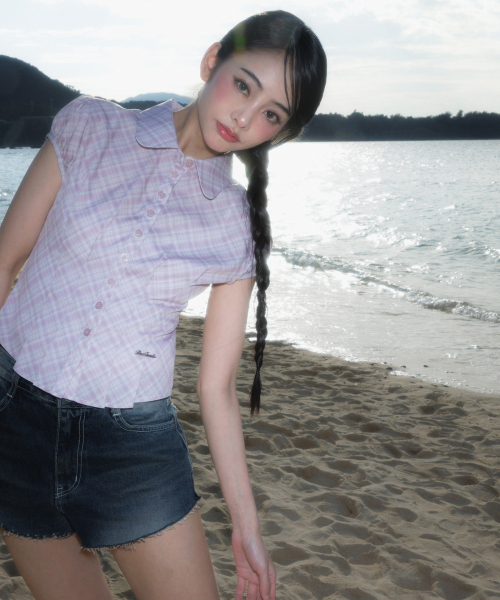 ROSEFRANTZ（ロゼフランツ）の「Check Puff Short Sleeve Blouse [Pink]（シャツ/ブラウス・レディース・PINK・SMALL/MEDIUM）」の2枚目の写真