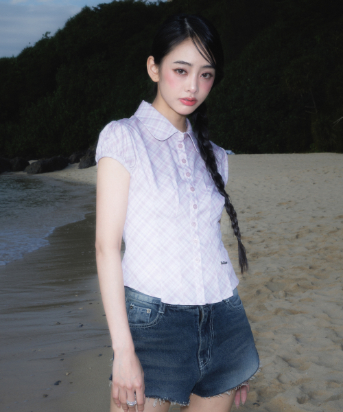 ROSEFRANTZ（ロゼフランツ）の「Check Puff Short Sleeve Blouse [Pink]（シャツ/ブラウス・レディース・PINK・SMALL/MEDIUM）」の5枚目の写真