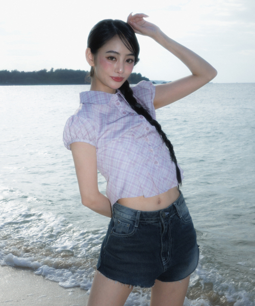 ROSEFRANTZ（ロゼフランツ）の「Check Puff Short Sleeve Blouse [Pink]（シャツ/ブラウス・レディース・PINK・SMALL/MEDIUM）」の9枚目の写真