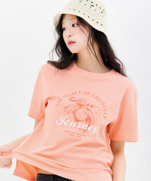 CHASECULT(チェイスカルト)の「レディース フルーツドローイング 半袖Tシャツ-FBZG5852C0K(Tシャツ/カットソー・レディース・オレンジ・85/90)」の1枚目の写真