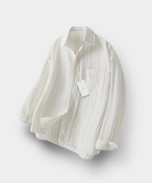 MOOD INSIDE（ムードインサイド）の「リンクルストライプシャツ_ブルー（シャツ/ブラウス）」