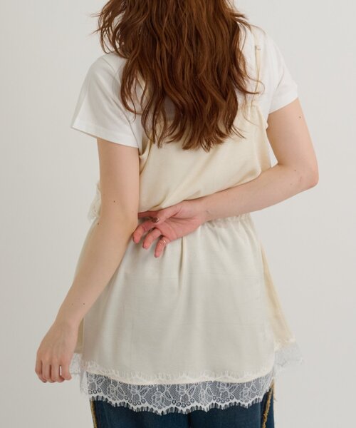w closet(ダブルクローゼット)の「【3色展開】Vレースキャミワンピース(ワンピース・レディース・イエロー/アイボリー/ブラック・FREE)」の6枚目の写真