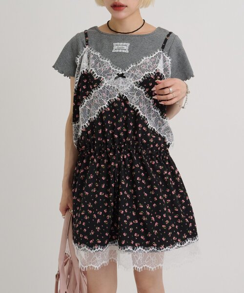 w closet(ダブルクローゼット)の「【3色展開】Vレースキャミワンピース(ワンピース・レディース・イエロー/アイボリー/ブラック・FREE)」の20枚目の写真