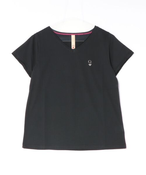 Q(キュー)の「Airlyポイント刺繍デイリーT(Tシャツ/カットソー・レディース・ブラック/アイボリー/ラベンダー・MEDIUM)」の5枚目の写真