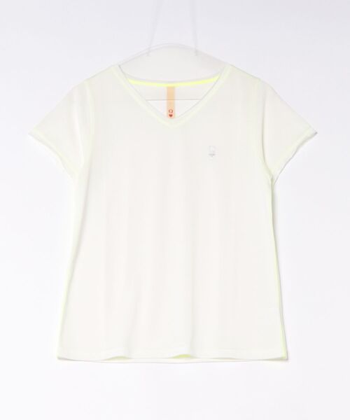 Q(キュー)の「Airlyポイント刺繍デイリーT(Tシャツ/カットソー・レディース・ブラック/アイボリー/ラベンダー・MEDIUM)」の6枚目の写真