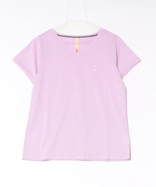 Q(キュー)の「Airlyポイント刺繍デイリーT(Tシャツ/カットソー・レディース・ブラック/アイボリー/ラベンダー・MEDIUM)」の4枚目の写真
