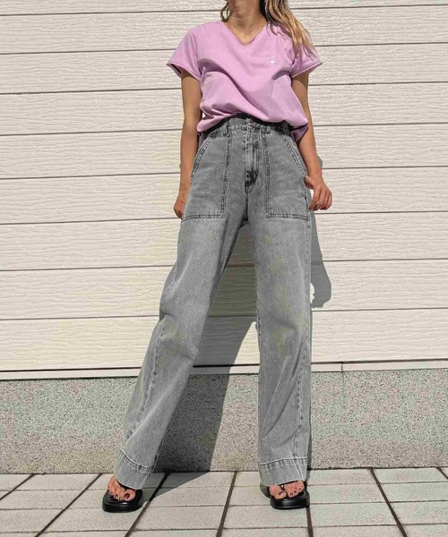 Q(キュー)の「Airlyポイント刺繍デイリーT(Tシャツ/カットソー・レディース・ブラック/アイボリー/ラベンダー・MEDIUM)」の13枚目の写真