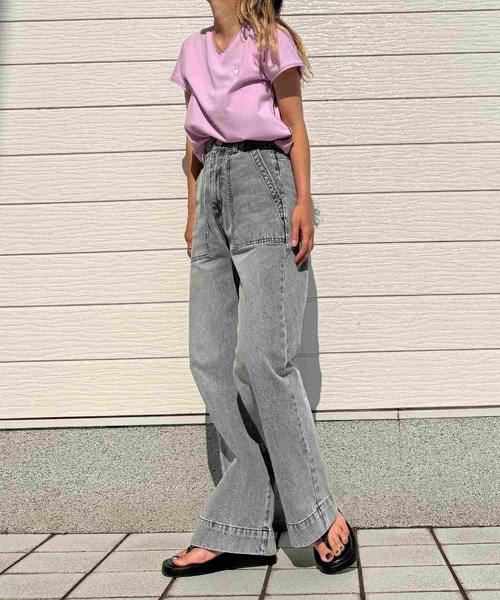 Q(キュー)の「Airlyポイント刺繍デイリーT(Tシャツ/カットソー・レディース・ブラック/アイボリー/ラベンダー・MEDIUM)」の7枚目の写真