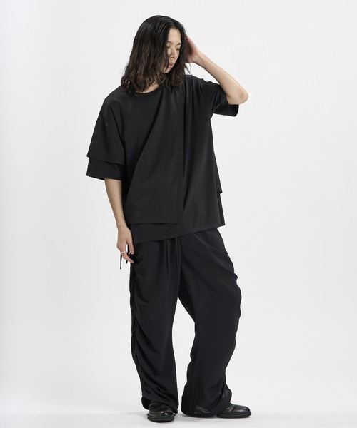 NO ID.(ノーアイディ)の「【NO ID.】Rivet Drape BIG T-Shirt / リベット ドレープ ビッグ Tシャツ(Tシャツ/カットソー・メンズ・ホワイト/グレー/ブラック・ONE SIZE)」の5枚目の写真