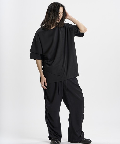 NO ID.(ノーアイディ)の「【NO ID.】Rivet Drape BIG T-Shirt / リベット ドレープ ビッグ Tシャツ(Tシャツ/カットソー・メンズ・ホワイト/グレー/ブラック・ONE SIZE)」の8枚目の写真