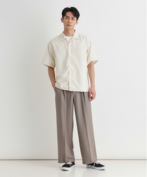 Right-on(ライトオン)の「PLUS ONE(プラスワン)オックスストライプ半袖シャツ(シャツ/ブラウス・メンズ・グリーン/ベージュ/ブルー・M/L/XL/S)」の9枚目の写真