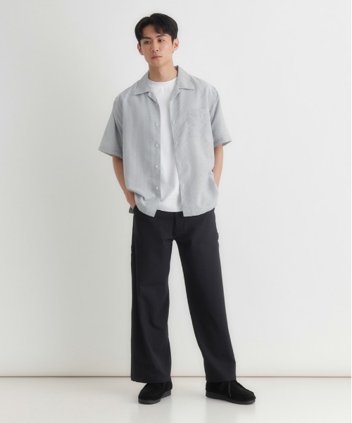 Right-on(ライトオン)の「PLUS ONE(プラスワン)オックスストライプ半袖シャツ(シャツ/ブラウス・メンズ・グリーン/ベージュ/ブルー・M/L/XL/S)」の11枚目の写真