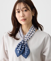 Petit Honfleur（プチオンフルール）の「【接触冷感・マグネット仕様】ワンタッチプリントスカーフ【ドット柄・ストライプ柄・花柄】（バンダナ/スカーフ）」