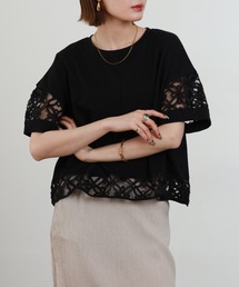 EGLANTINE フラワーレース切り替えカットソー