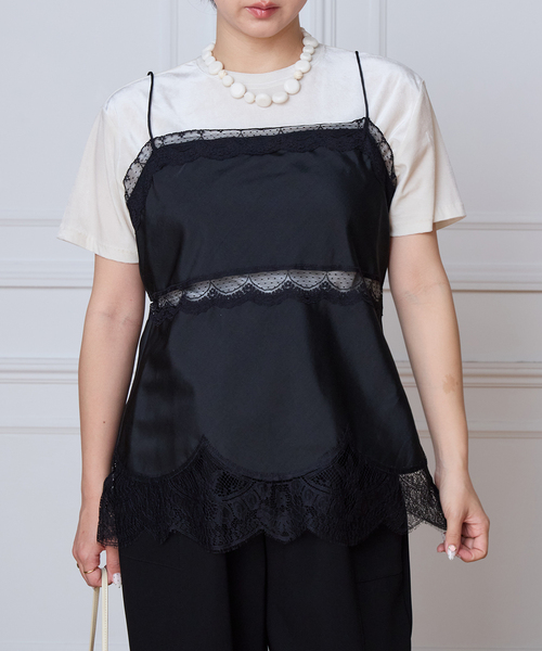 IENA LA BOUCLE(イエナラブークル)の「IENA LA BOUCLE サテンレースコンビキャミソール(キャミソール・レディース・ブラック/ベージュ系その他・FREE)」の5枚目の写真