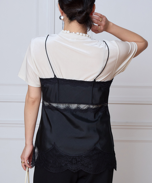 IENA LA BOUCLE(イエナラブークル)の「IENA LA BOUCLE サテンレースコンビキャミソール(キャミソール・レディース・ブラック/ベージュ系その他・FREE)」の7枚目の写真