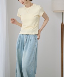 無地 半袖 コンパクト Tシャツ トップス