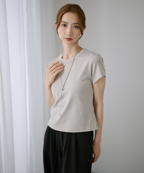 DAYRA(デイラ)の「無地 半袖 コンパクト Tシャツ トップス(Tシャツ/カットソー・レディース・ホワイト/チャコールグレー/ライトグレー/ブラック/ブラウン/イエロー・FREE)」の7枚目の写真