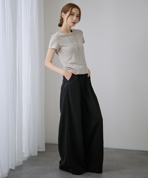 DAYRA(デイラ)の「無地 半袖 コンパクト Tシャツ トップス(Tシャツ/カットソー・レディース・ホワイト/チャコールグレー/ライトグレー/ブラック/ブラウン/イエロー・FREE)」の10枚目の写真