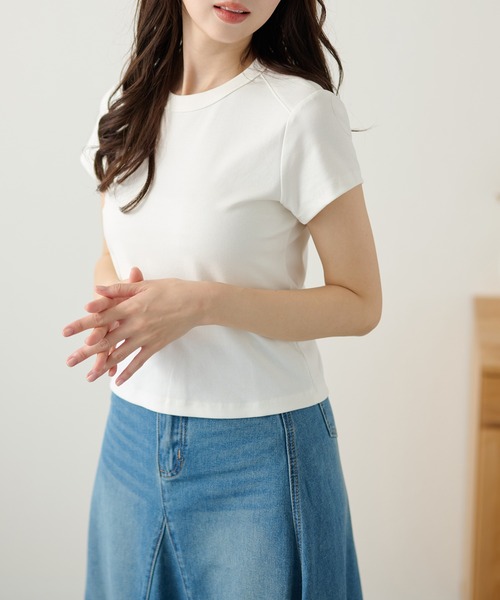 DAYRA(デイラ)の「無地 半袖 コンパクト Tシャツ トップス(Tシャツ/カットソー・レディース・ホワイト/チャコールグレー/ライトグレー/ブラック/ブラウン/イエロー・FREE)」の11枚目の写真