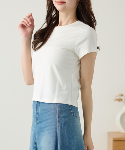 DAYRA(デイラ)の「無地 半袖 コンパクト Tシャツ トップス(Tシャツ/カットソー・レディース・ホワイト/チャコールグレー/ライトグレー/ブラック/ブラウン/イエロー・FREE)」の13枚目の写真