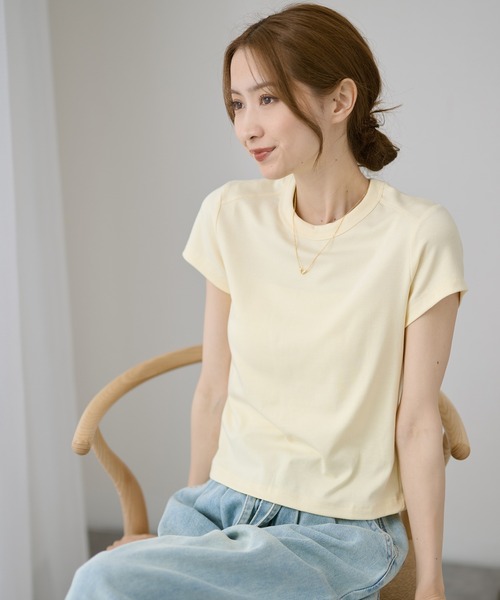 DAYRA(デイラ)の「無地 半袖 コンパクト Tシャツ トップス(Tシャツ/カットソー・レディース・ホワイト/チャコールグレー/ライトグレー/ブラック/ブラウン/イエロー・FREE)」の19枚目の写真