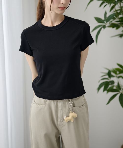 DAYRA(デイラ)の「無地 半袖 コンパクト Tシャツ トップス(Tシャツ/カットソー・レディース・ホワイト/チャコールグレー/ライトグレー/ブラック/ブラウン/イエロー・FREE)」の21枚目の写真