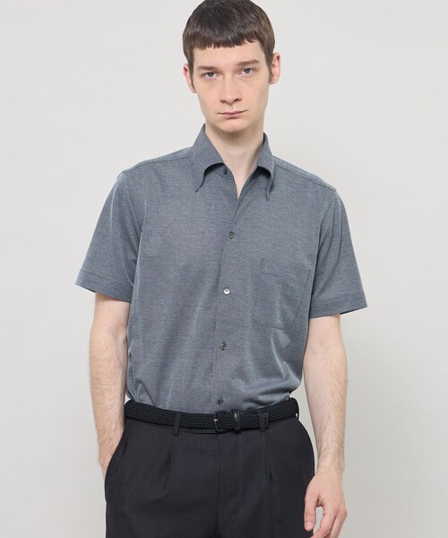 MACKINTOSH LONDON(マッキントッシュ ロンドン)の「【FLEX JERSEY】ハイツイストジャージー半袖ワンピースカラーシャツ(シャツ/ブラウス・メンズ・グレー系その他/ネイビー/パープル系その他2/グリーン系その他3・XL/L/M)」の3枚目の写真