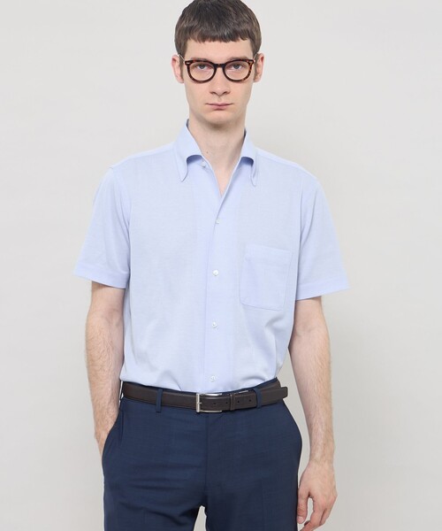 MACKINTOSH LONDON(マッキントッシュ ロンドン)の「【FLEX JERSEY】ハイツイストジャージー半袖ワンピースカラーシャツ(シャツ/ブラウス・メンズ・グレー系その他/ネイビー/パープル系その他2/グリーン系その他3・XL/L/M)」の4枚目の写真