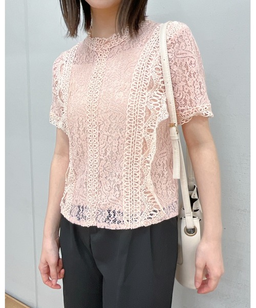 &soiree(アンドソワレ)の「【&soiree】レーストップス(Tシャツ/カットソー・レディース・ホワイト/ブラック/ピンク・FREE)」の3枚目の写真