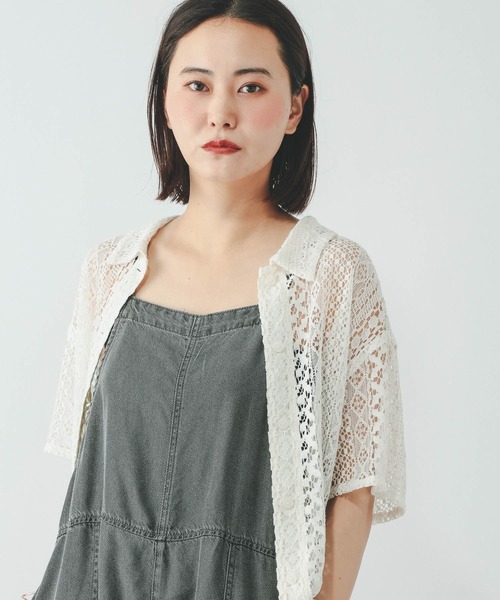 GLOBAL WORK(グローバルワーク)の「レースシャツ半袖/717222(シャツ/ブラウス・レディース・ライトベージュ/ブラック/オフホワイト・LARGE/MEDIUM)」の7枚目の写真