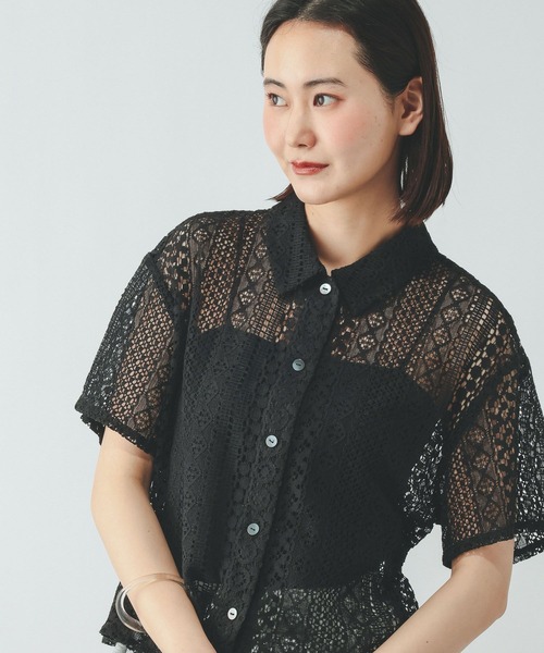 GLOBAL WORK(グローバルワーク)の「レースシャツ半袖/717222(シャツ/ブラウス・レディース・ライトベージュ/ブラック/オフホワイト・LARGE/MEDIUM)」の12枚目の写真